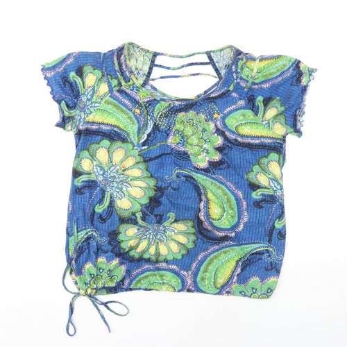 Next Women’s Blue Paisley Blouse UK 8 Cropped Style