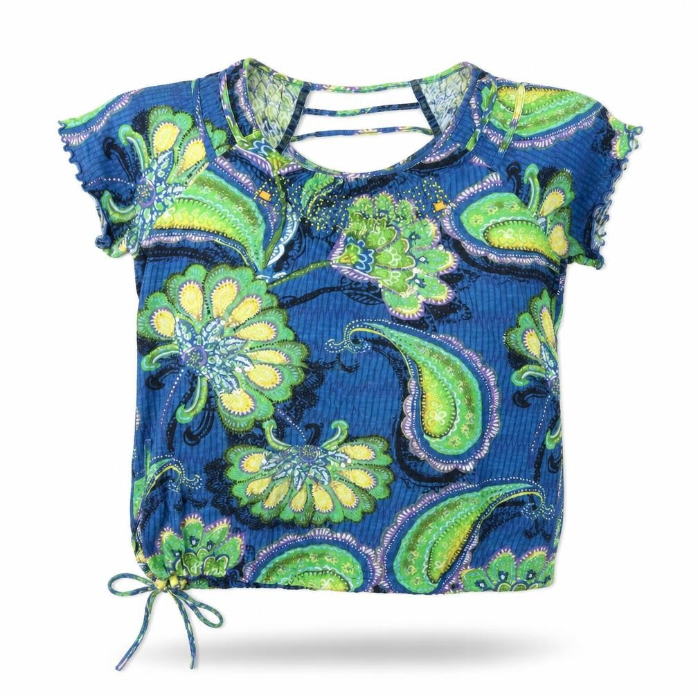 Next Women’s Blue Paisley Blouse UK 8 Cropped Style