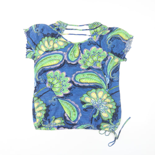 Next Women’s Blue Paisley Blouse UK 8 Cropped Style