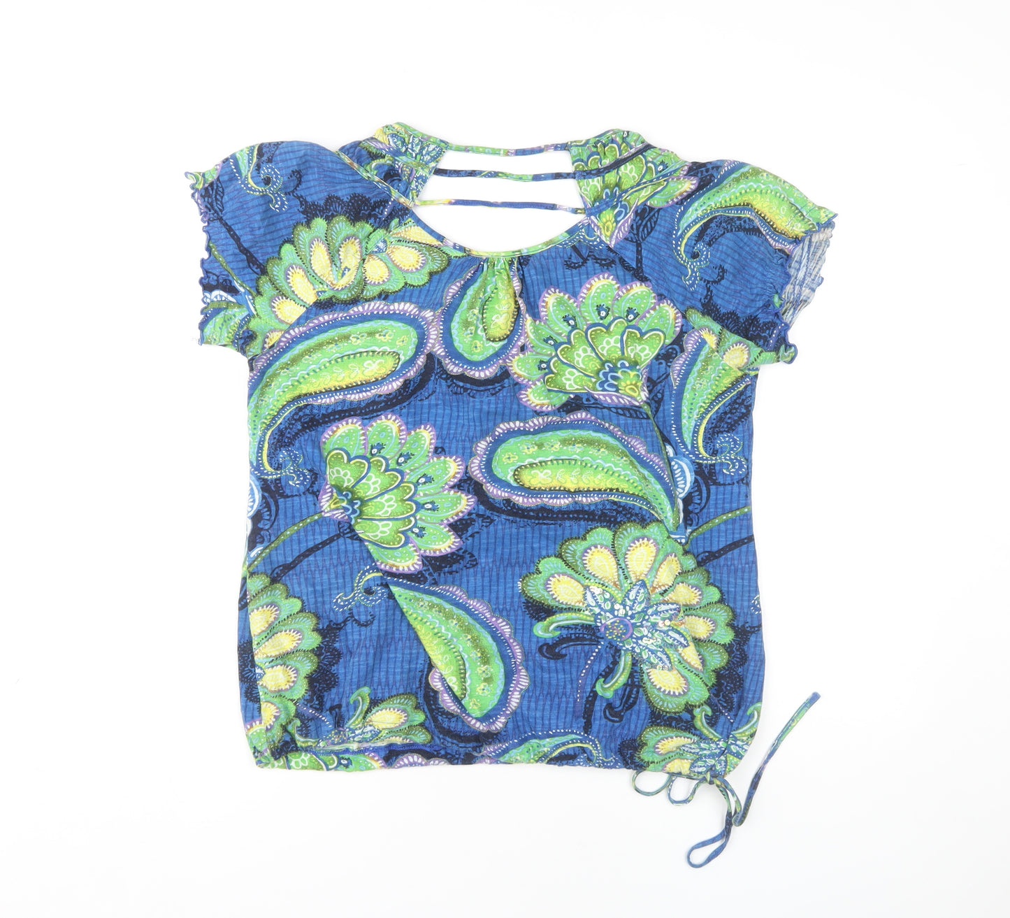 Next Women’s Blue Paisley Blouse UK 8 Cropped Style