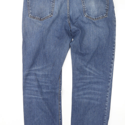Gap Men's Blue Straight Jeans, Size 36, Distressed Style