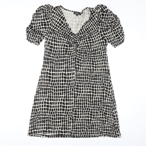 Next Women's Black Puff Sleeve Dress - Size 12