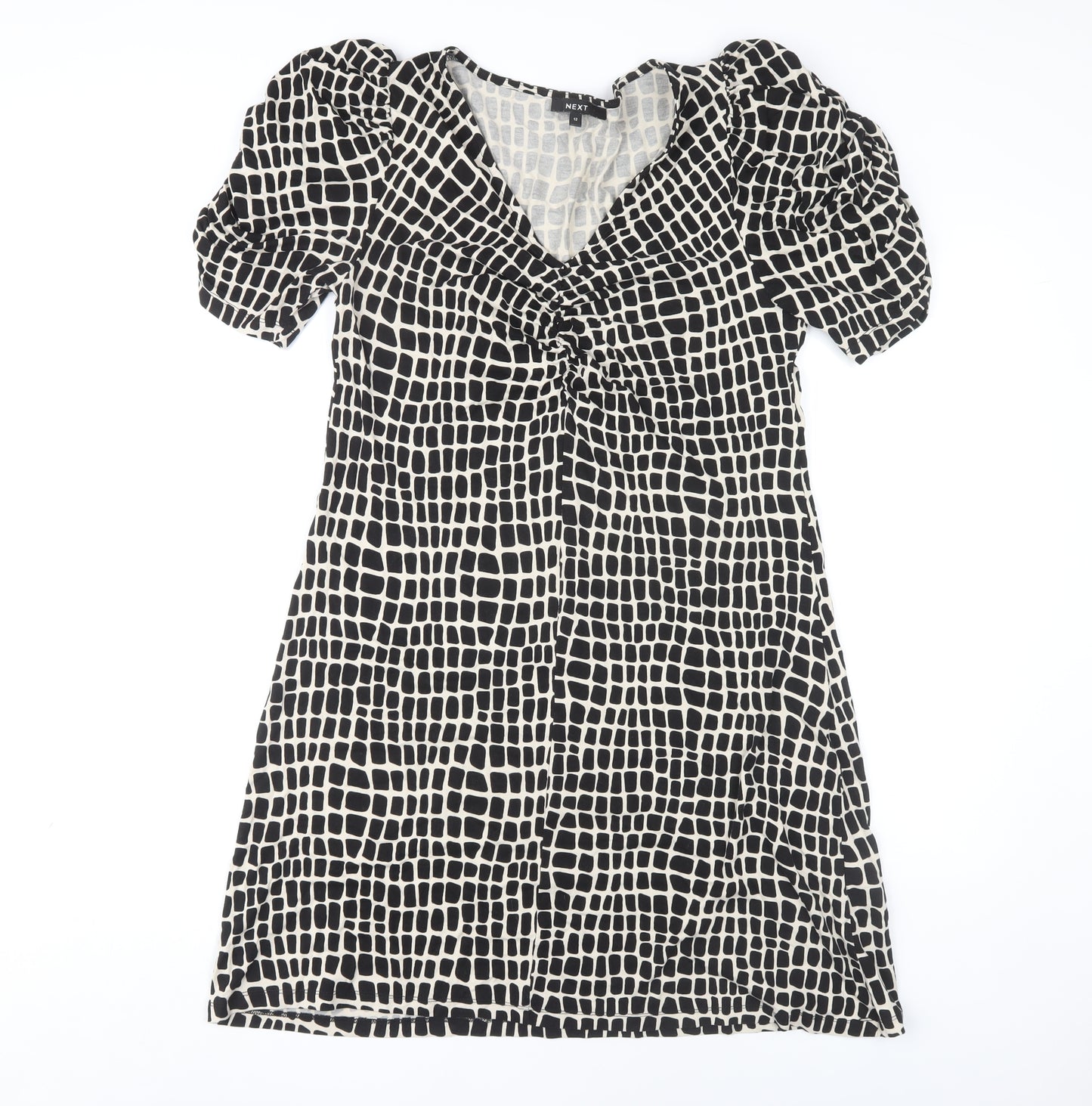 Next Women's Black Puff Sleeve Dress - Size 12