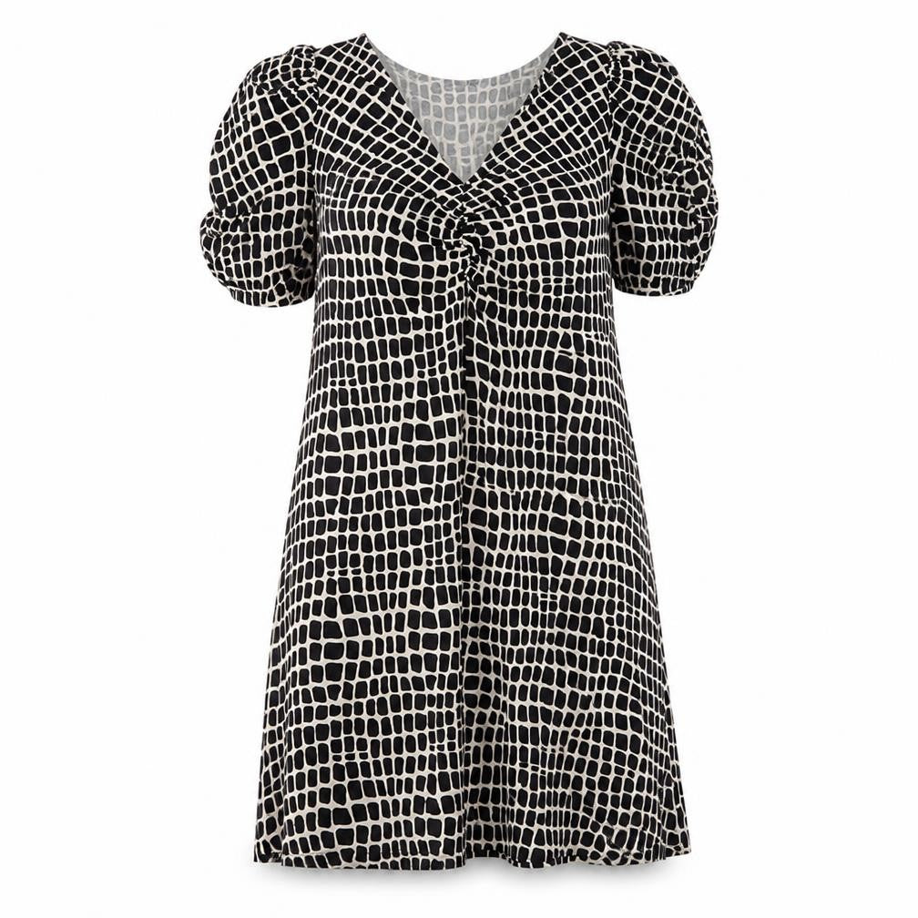Front view of Next Women's Black Puff Sleeve Dress -, size 12