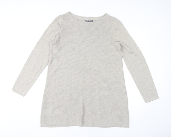 Laura Ashley Beige Long Sleeve Dress UK 14 Women