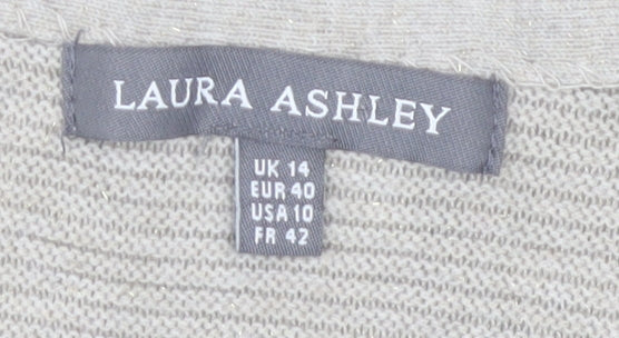 Laura Ashley Beige Long Sleeve Dress UK 14 Women