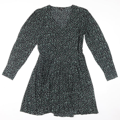 Next Women's Black Dress Size 10 Long Sleeve V-Neck