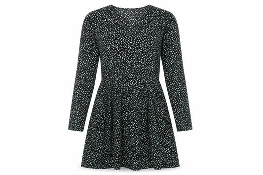 Front view of Next Women's Black Dress, size 10, Long Sleeve V-Neck