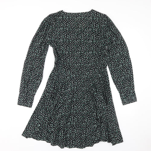 Next Women's Black Dress Size 10 Long Sleeve V-Neck