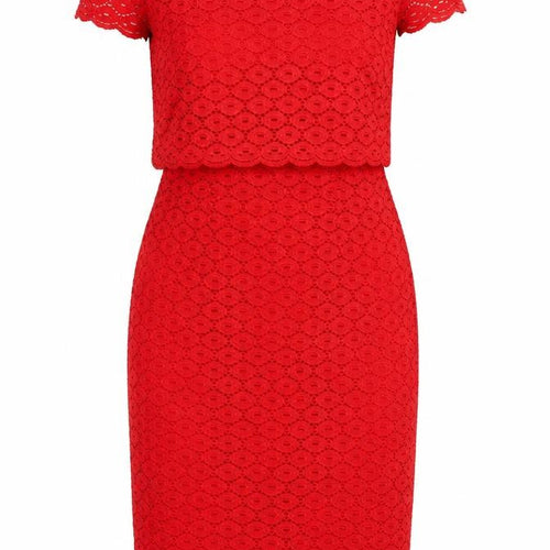 Gina Bacconi Red Lace Sheath Dress UK 10