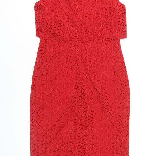 Gina Bacconi Red Lace Sheath Dress UK 10