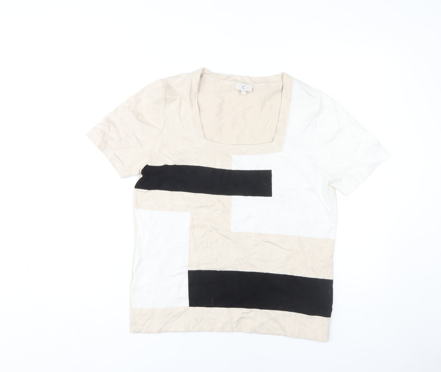 CC Women's Beige Geometric Knit Jumper L