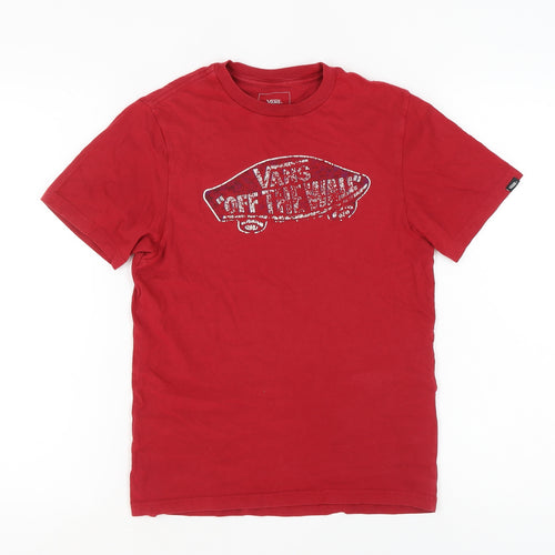 Vans Red Unisex T-Shirt, M, Casual Short Sleeve