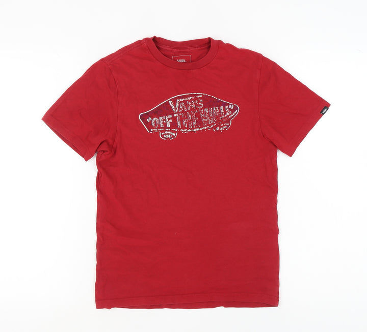 Vans Red Unisex T-Shirt, M, Casual Short Sleeve