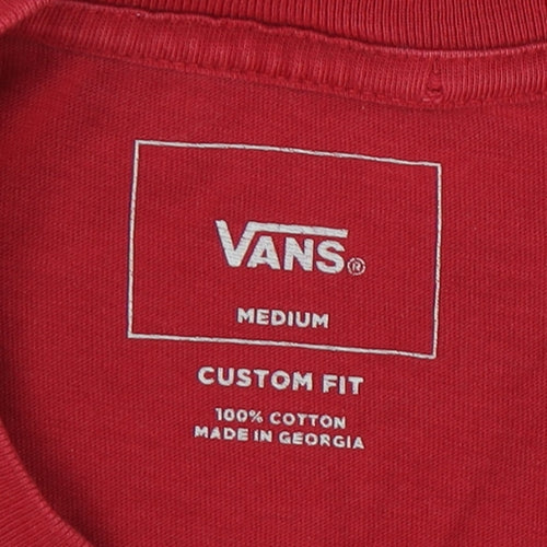 Vans Red Unisex T-Shirt, M, Casual Short Sleeve