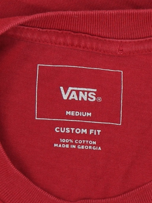 Vans Red Unisex T-Shirt, M, Casual Short Sleeve