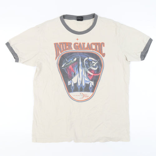 Diesel Men's Beige Space Graphic XL T-Shirt