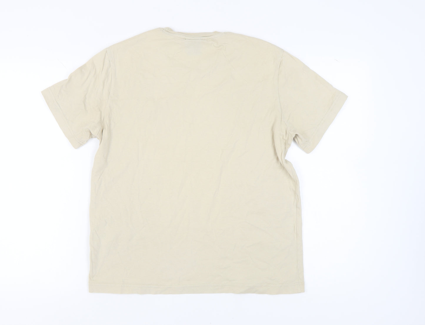 Champion Men's Beige Short Sleeve T-Shirt - Large, Logo