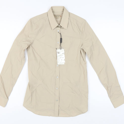 Burberry Women's Beige Button-Up Shirt, Size 4
