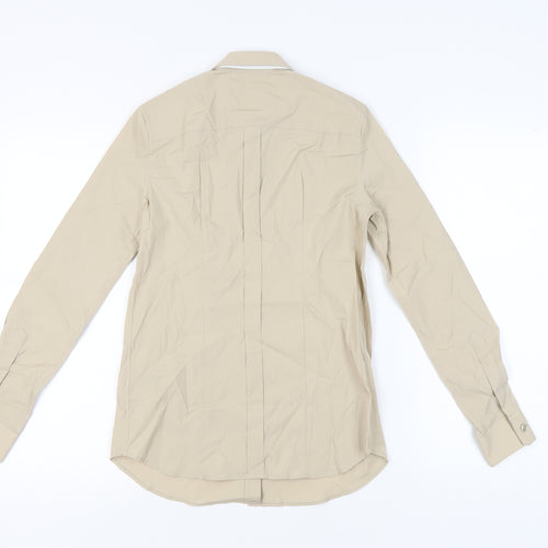 Burberry Women's Beige Button-Up Shirt, Size 4