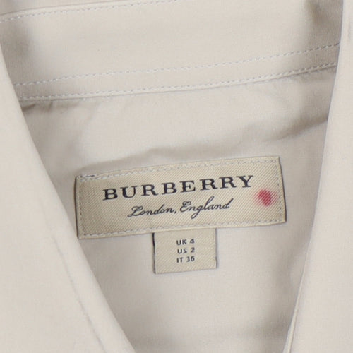 Burberry Women's Beige Button-Up Shirt, Size 4