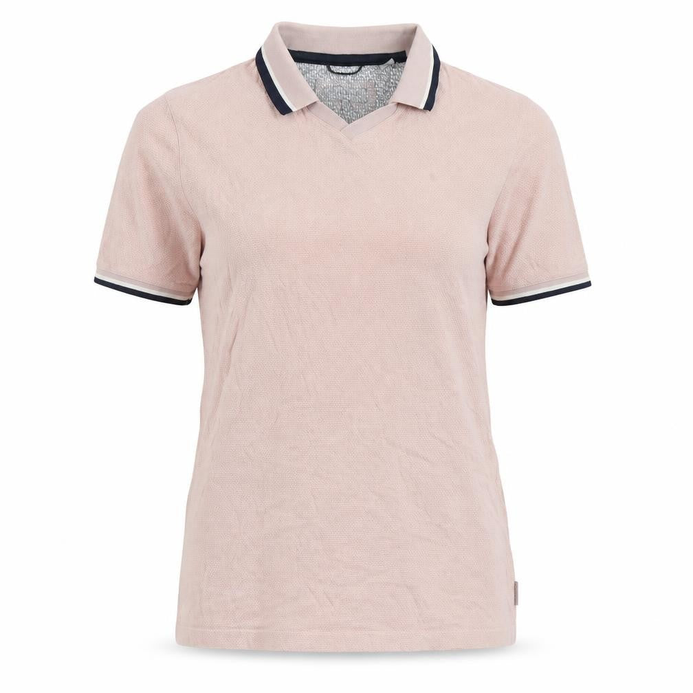 Front view of Ted Baker Women's Pink Polo Shirt, size 12, 100% Cotton