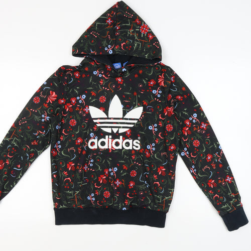 Adidas Women's Black Floral Pullover Hoodie, Size S