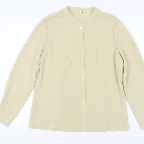 Viyella Women's Beige Long Sleeve Blouse UK 12
