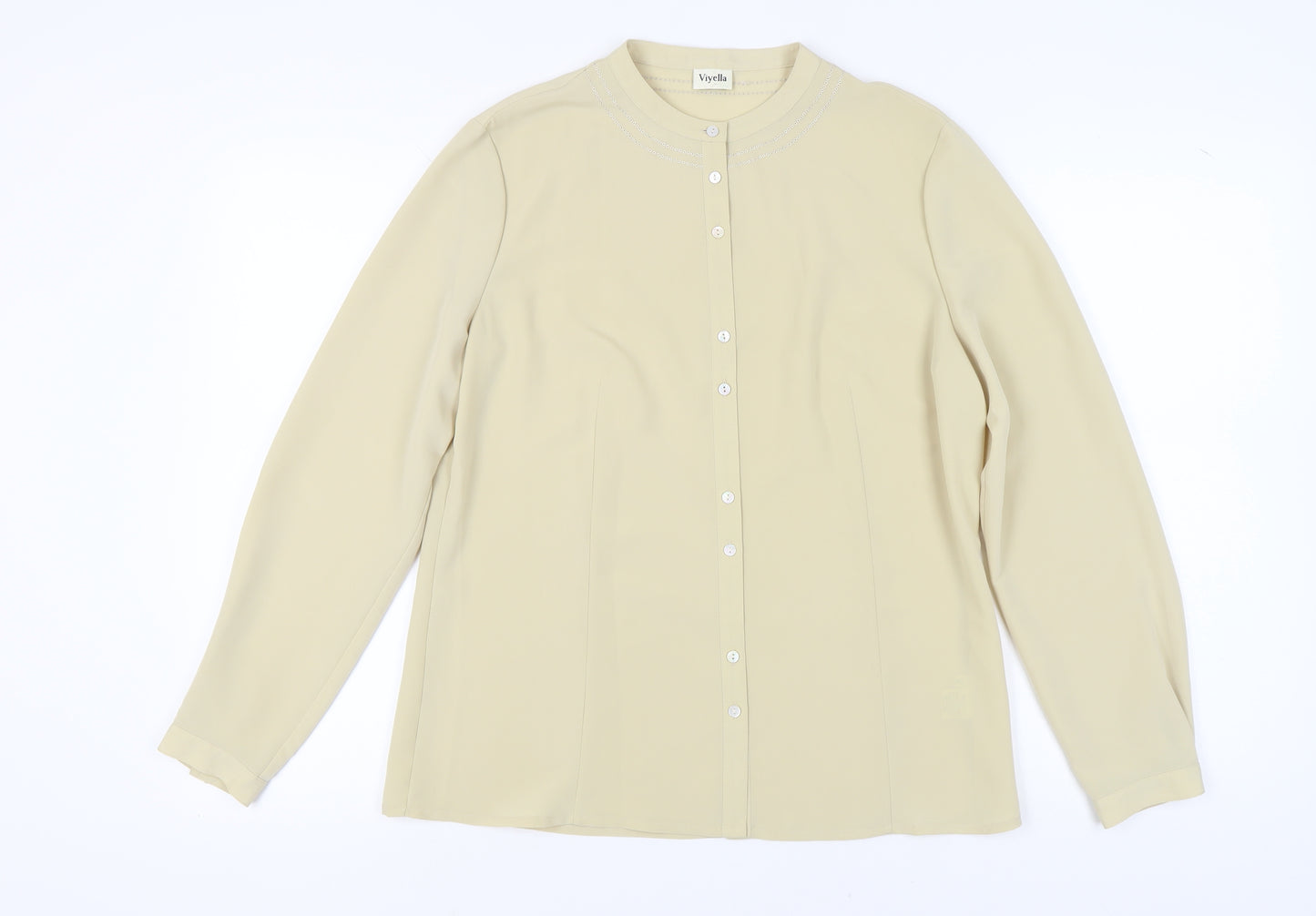 Viyella Women's Beige Long Sleeve Blouse UK 12