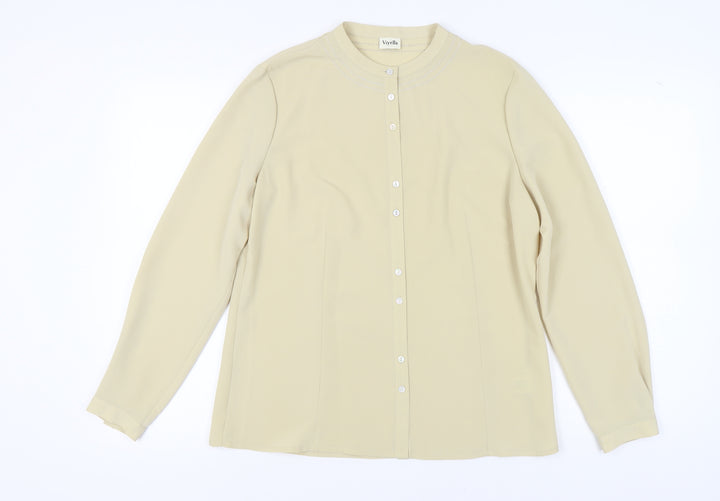 Viyella Women's Beige Long Sleeve Blouse UK 12