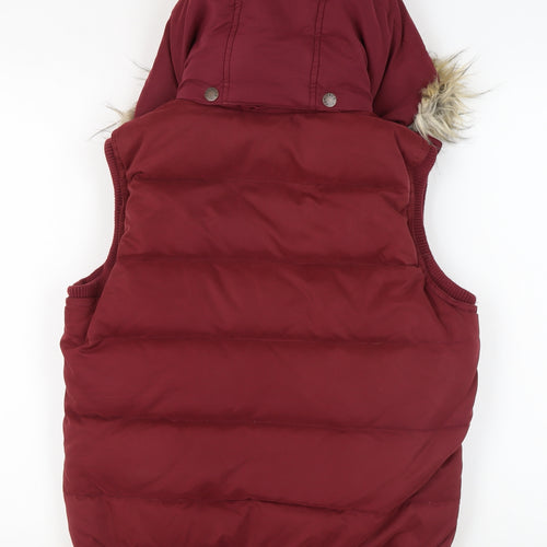 Fat Face Women's Red Hooded Puffer Waistcoat Size 10