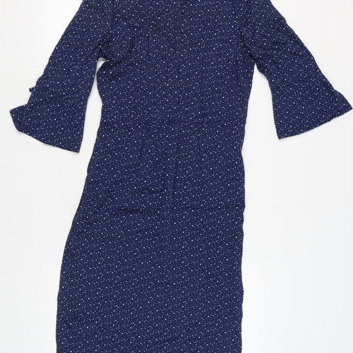 Jigsaw Women's Blue Polka Dot Midi Shift Dress Size 10