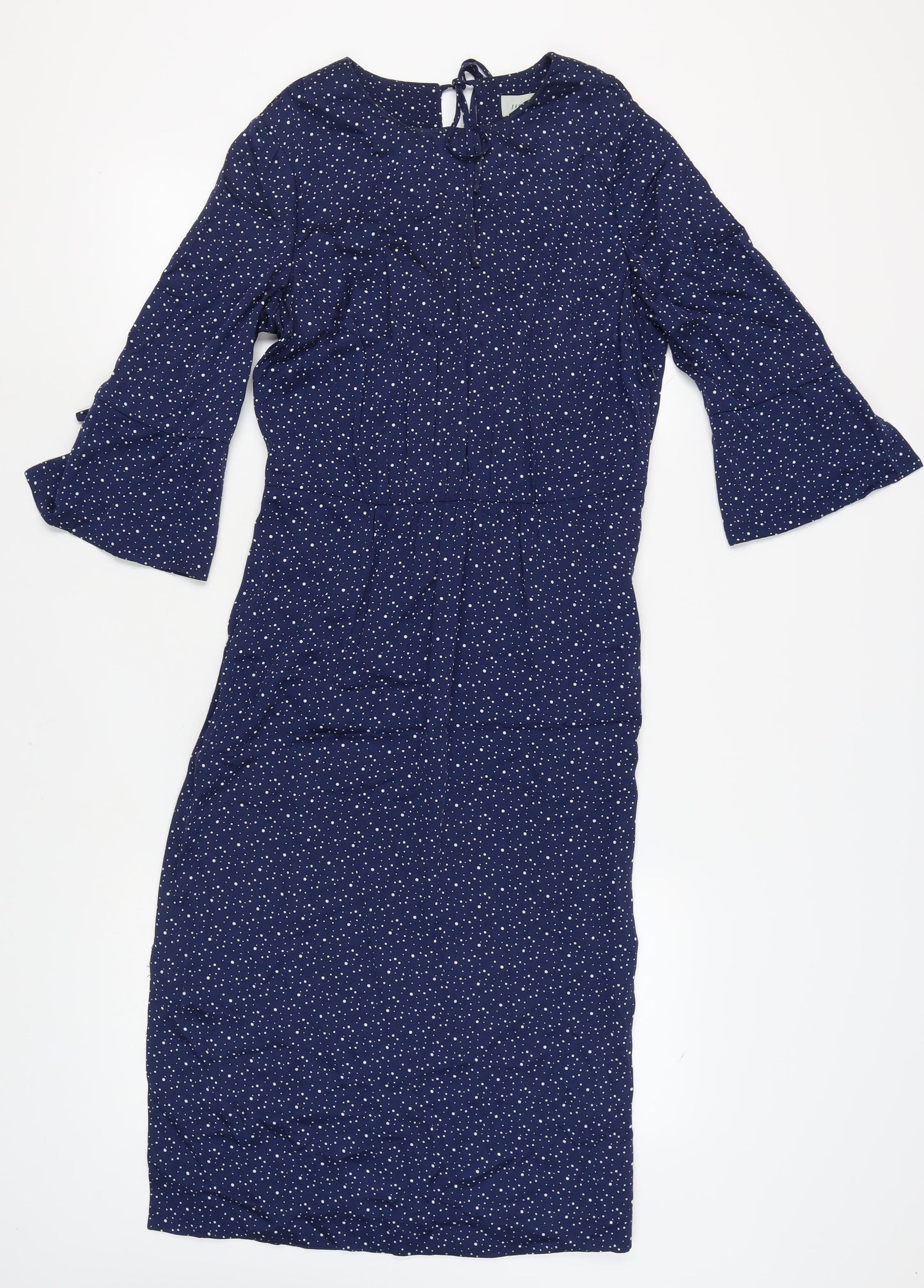 Jigsaw Women's Blue Polka Dot Midi Shift Dress Size 10