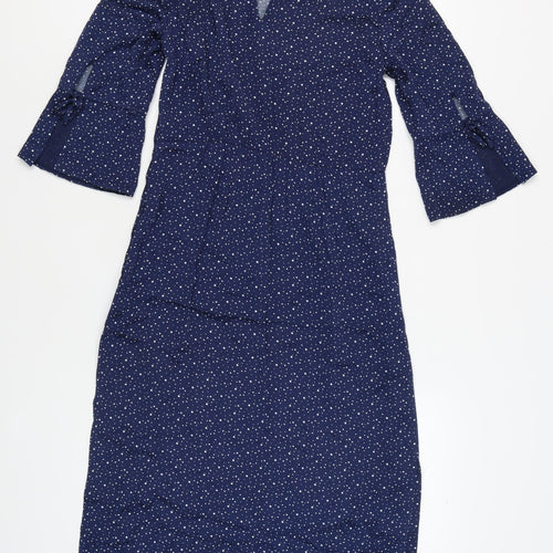 Jigsaw Women's Blue Polka Dot Midi Shift Dress Size 10