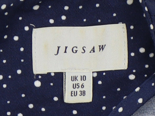 Jigsaw Women's Blue Polka Dot Midi Shift Dress Size 10