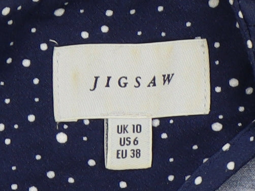 Jigsaw Women's Blue Polka Dot Midi Shift Dress Size 10