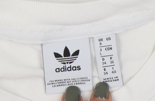 Adidas Women's White T-Shirt Size 8 with Logo
