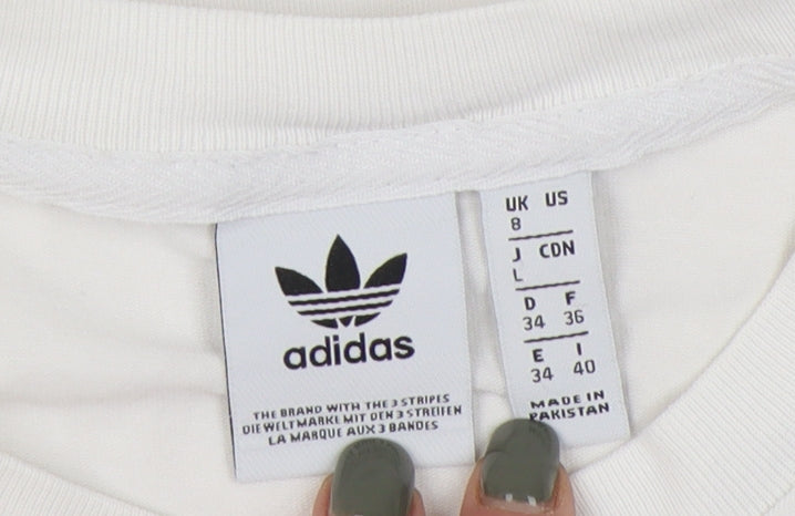 Adidas Women's White T-Shirt Size 8 with Logo