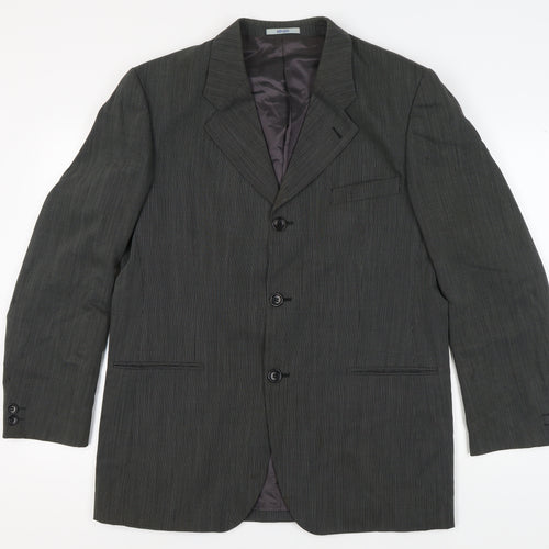 Kenzo Men's Grey Striped Suit Jacket UK 44, Classic Formalwear