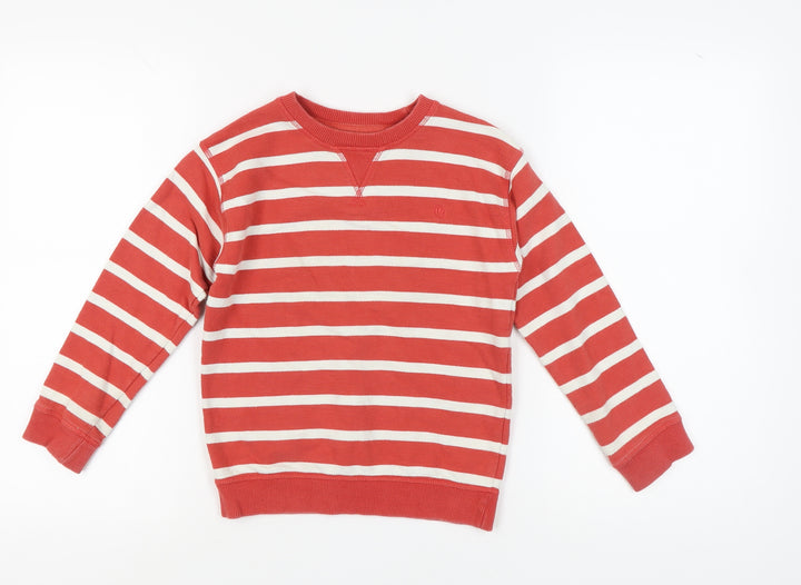 FatFace Girls Red Striped Pullover Sweatshirt 7-8 Years