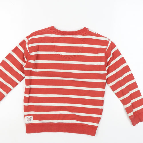 FatFace Girls Red Striped Pullover Sweatshirt 7-8 Years