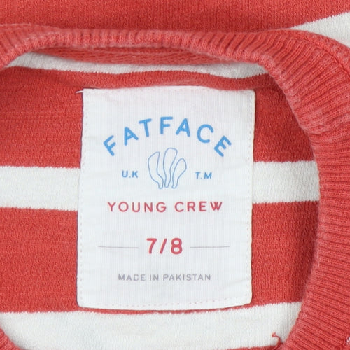FatFace Girls Red Striped Pullover Sweatshirt 7-8 Years