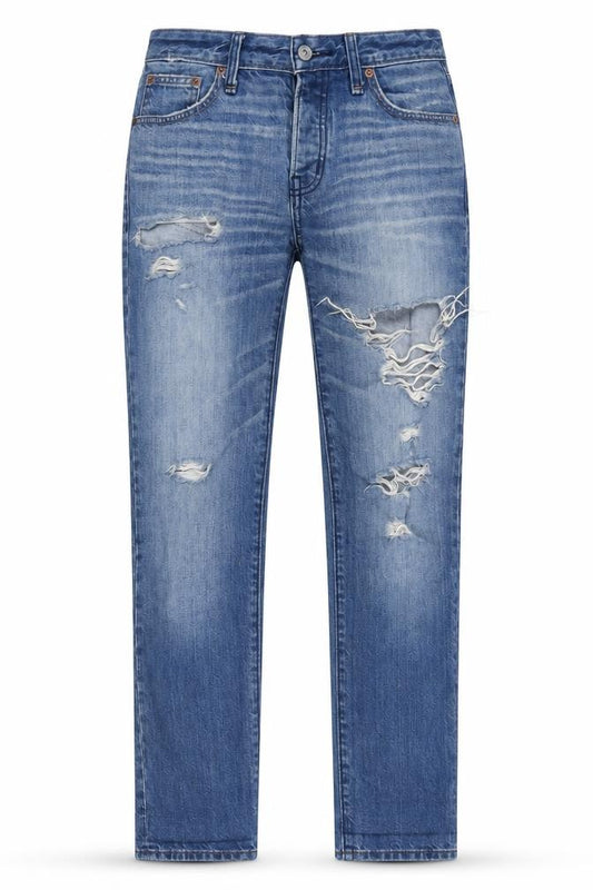 Front view of Abercrombie & Fitch Women’s Blue Boyfriend Jeans 24