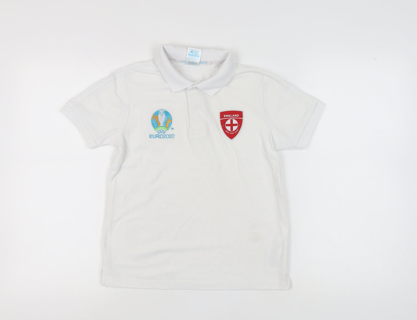 UEFA Euro 2020 Boys White Polo Shirt, Football, 11-12 Years
