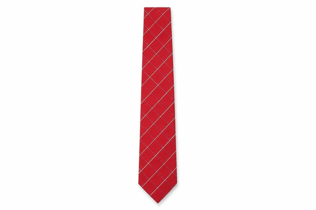 Front view of Austin Reed Men's Red Checked Silk Tie