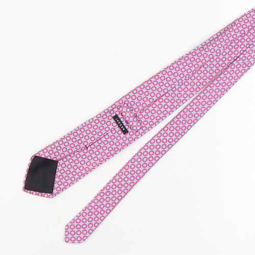 Jaeger Men's Pink Geometric Silk Tie