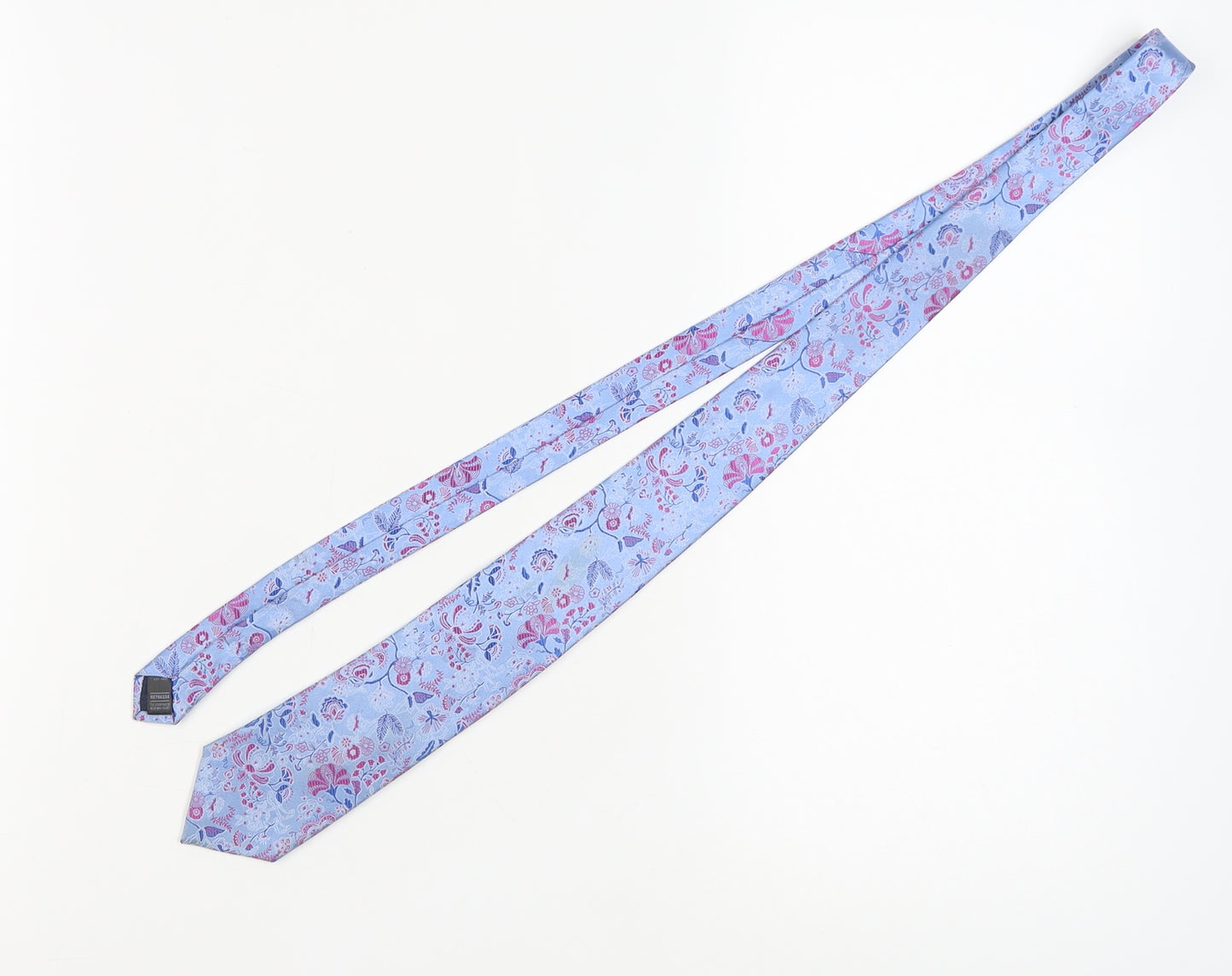 Marks and Spencer Men's Blue Floral Silk Tie