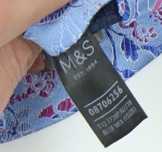 Marks and Spencer Men's Blue Floral Silk Tie