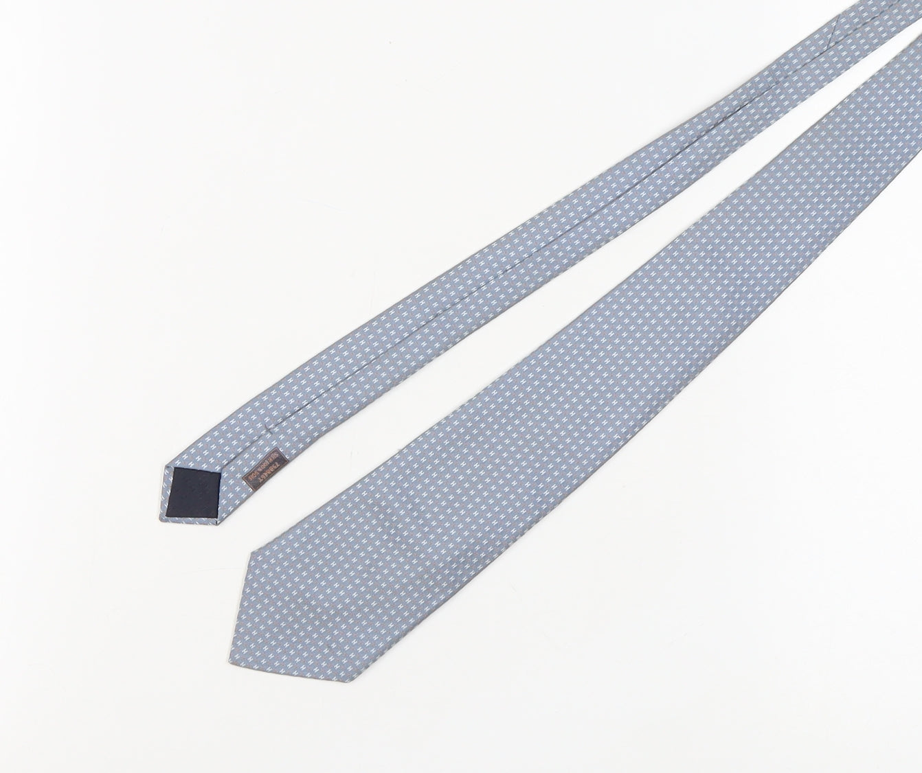 Hermès Men's Grey Geometric Silk Designer Tie