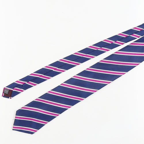 Marks and Spencer Men's Blue Striped Tie One Size